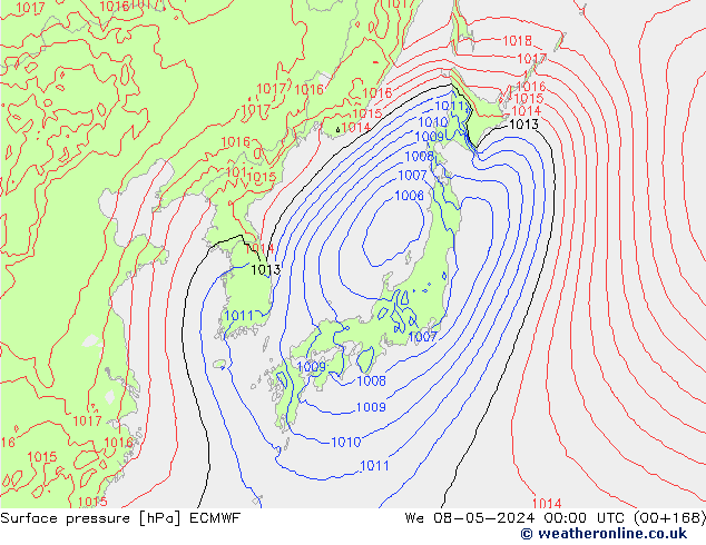 Atmosférický tlak ECMWF St 08.05.2024 00 UTC