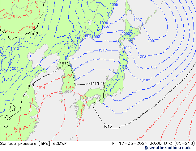 pressão do solo ECMWF Sex 10.05.2024 00 UTC