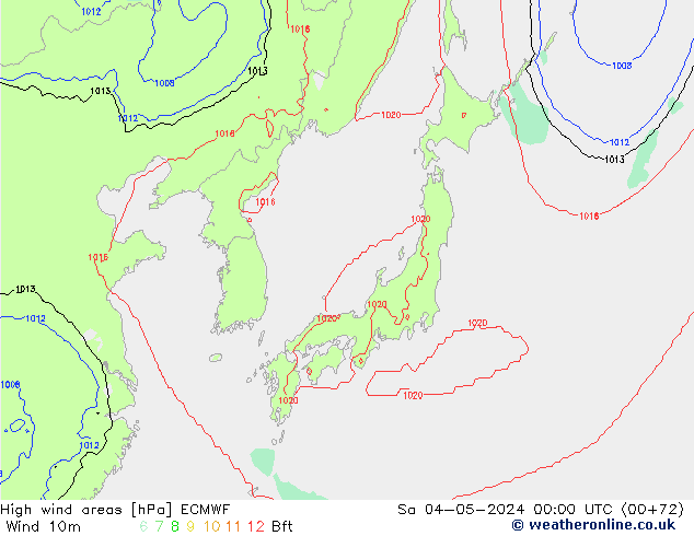 High wind areas ECMWF Sa 04.05.2024 00 UTC