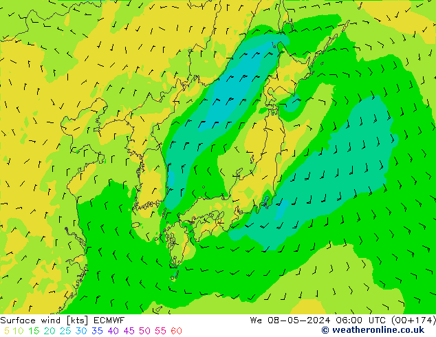 Rüzgar 10 m ECMWF Çar 08.05.2024 06 UTC