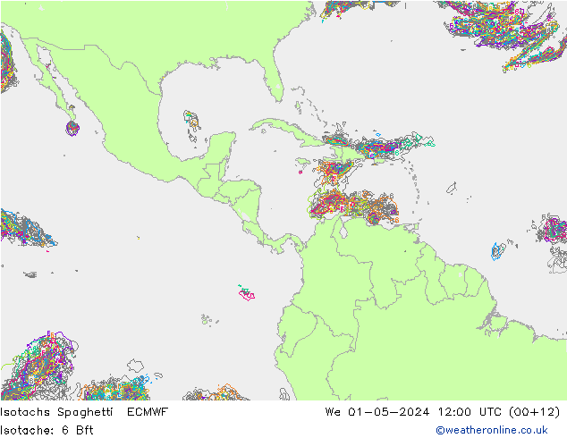 Isotachs Spaghetti ECMWF We 01.05.2024 12 UTC