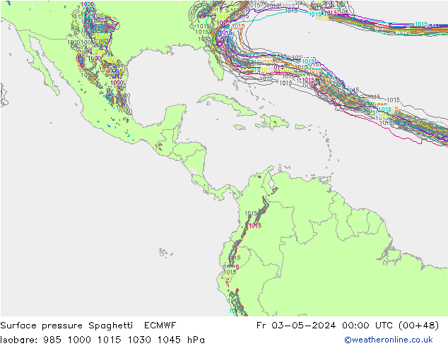 pressão do solo Spaghetti ECMWF Sex 03.05.2024 00 UTC