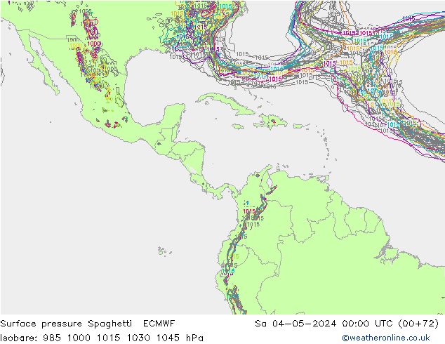 Luchtdruk op zeeniveau Spaghetti ECMWF za 04.05.2024 00 UTC