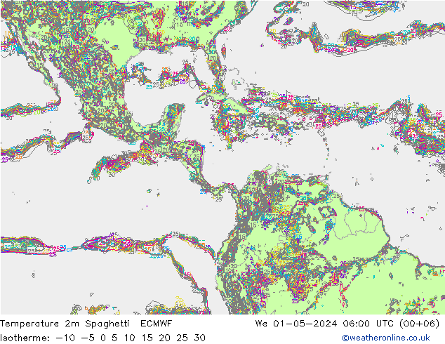 Sıcaklık Haritası 2m Spaghetti ECMWF Çar 01.05.2024 06 UTC