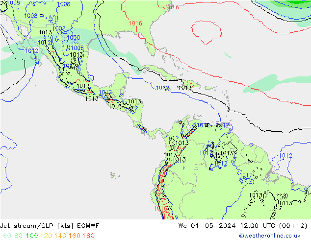 Jet stream/SLP ECMWF We 01.05.2024 12 UTC