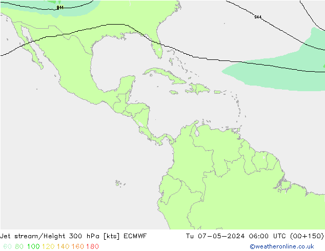 Prąd strumieniowy ECMWF wto. 07.05.2024 06 UTC