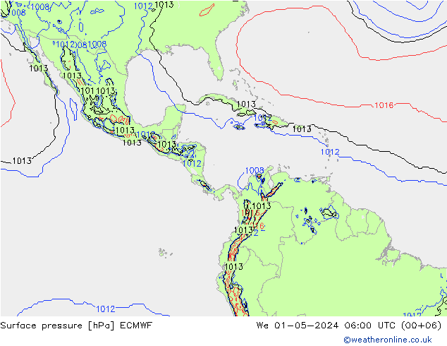 Pressione al suolo ECMWF mer 01.05.2024 06 UTC