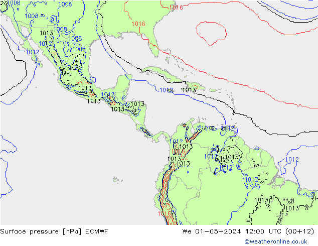 Pressione al suolo ECMWF mer 01.05.2024 12 UTC