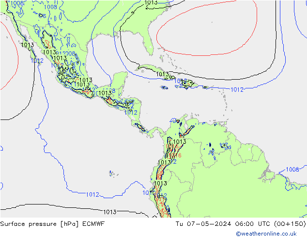 ciśnienie ECMWF wto. 07.05.2024 06 UTC