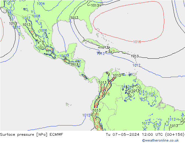 Surface pressure ECMWF Tu 07.05.2024 12 UTC