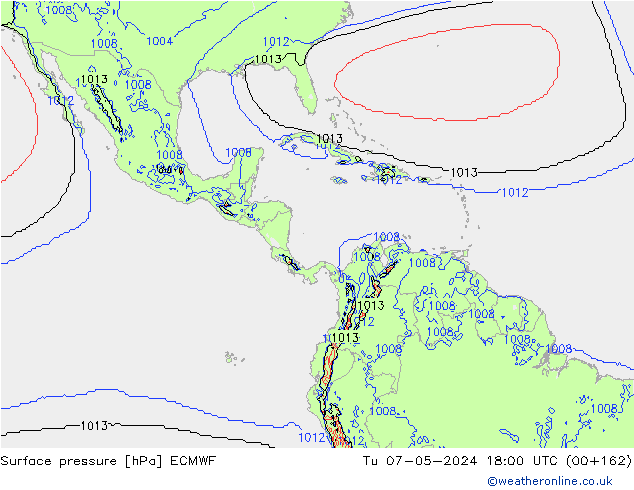 Atmosférický tlak ECMWF Út 07.05.2024 18 UTC