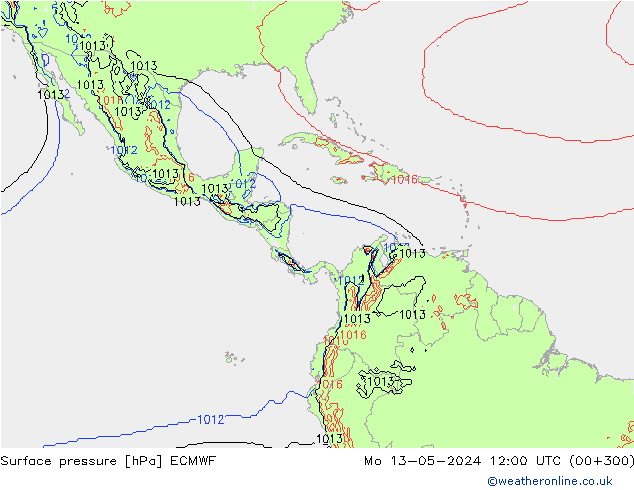 Surface pressure ECMWF Mo 13.05.2024 12 UTC