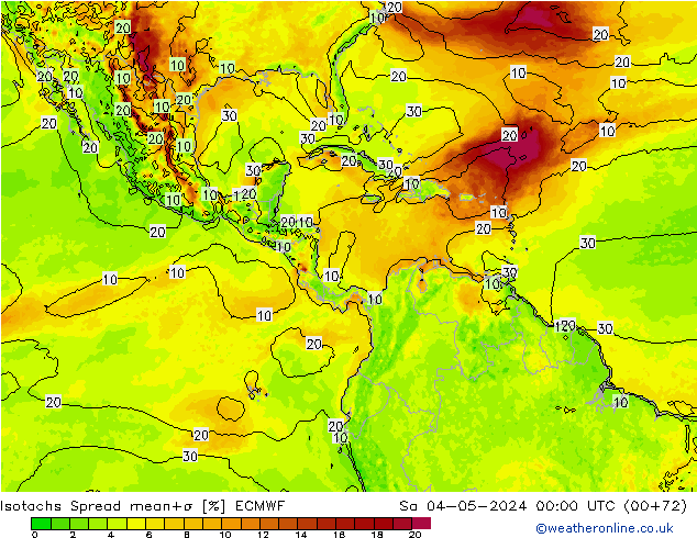 Isotaca Spread ECMWF sáb 04.05.2024 00 UTC