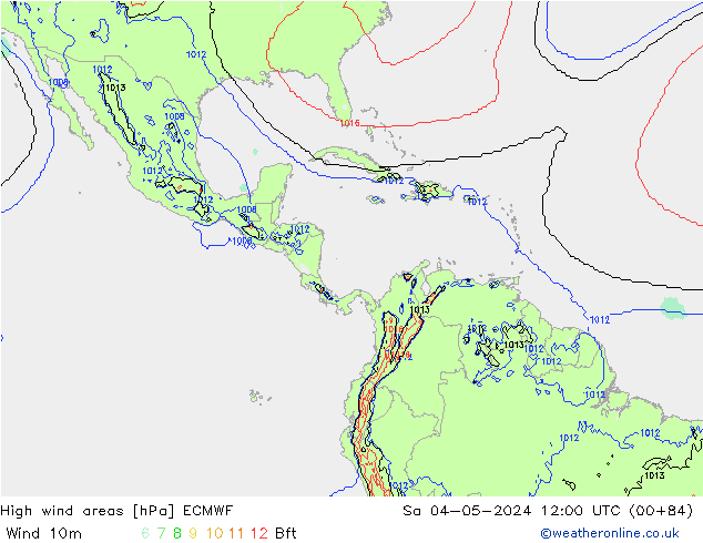 High wind areas ECMWF Sa 04.05.2024 12 UTC