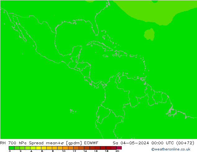 Humedad rel. 700hPa Spread ECMWF sáb 04.05.2024 00 UTC