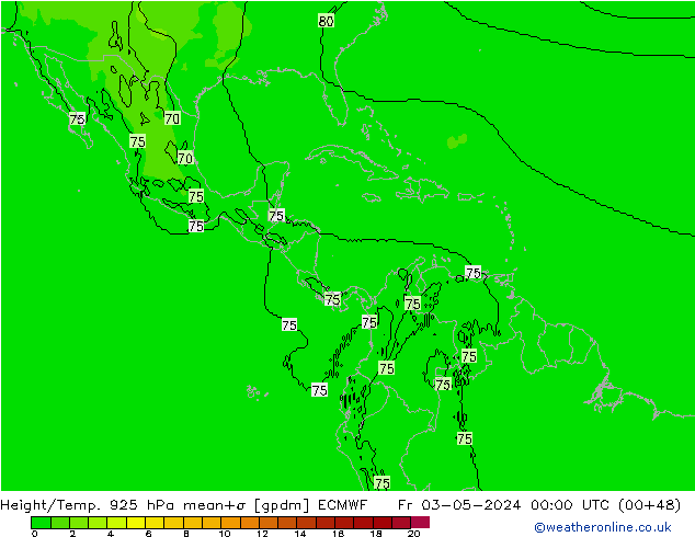 Height/Temp. 925 hPa ECMWF Sex 03.05.2024 00 UTC