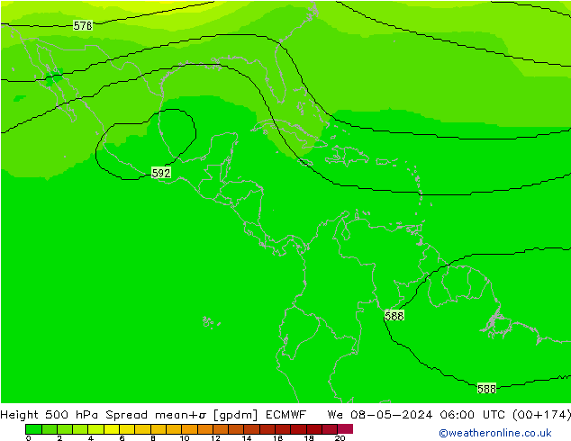 Géop. 500 hPa Spread ECMWF mer 08.05.2024 06 UTC