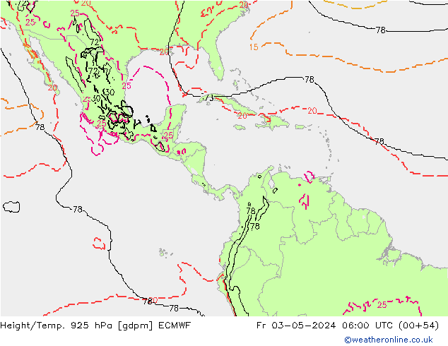 Height/Temp. 925 hPa ECMWF ven 03.05.2024 06 UTC