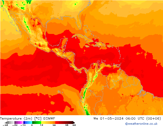 Temperature (2m) ECMWF We 01.05.2024 06 UTC