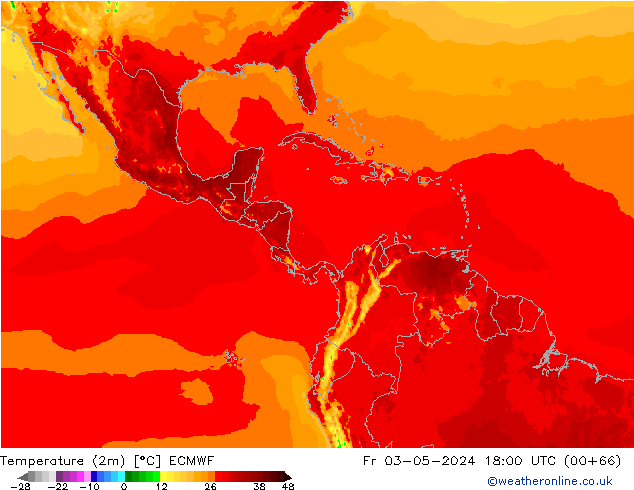 Temperatura (2m) ECMWF Sex 03.05.2024 18 UTC