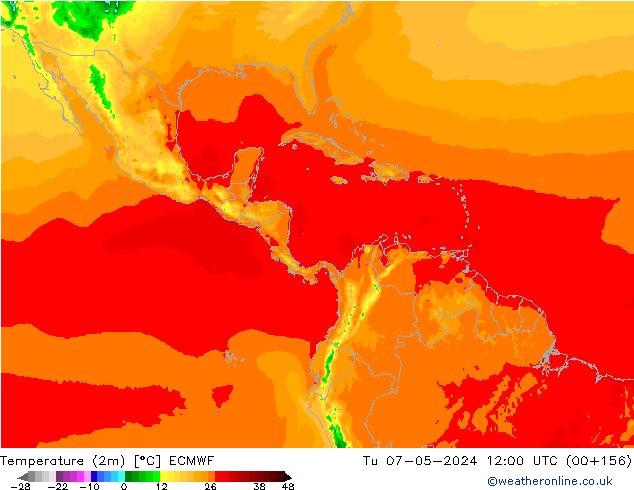 Temperaturkarte (2m) ECMWF Di 07.05.2024 12 UTC