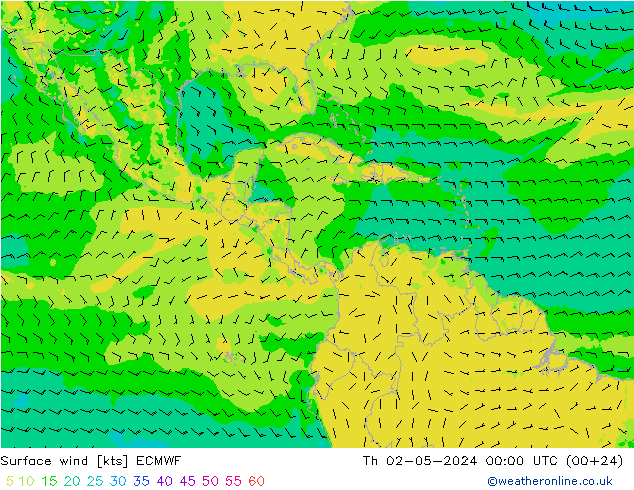 Surface wind ECMWF Th 02.05.2024 00 UTC