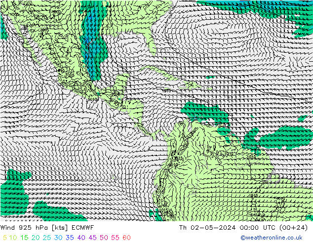 Wind 925 hPa ECMWF Th 02.05.2024 00 UTC