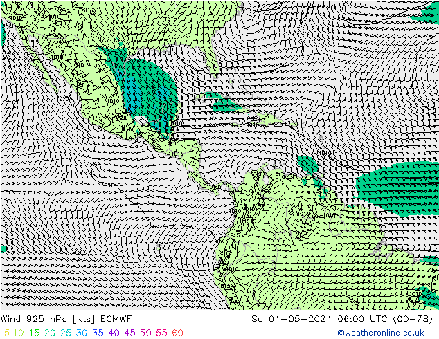 Vento 925 hPa ECMWF Sáb 04.05.2024 06 UTC