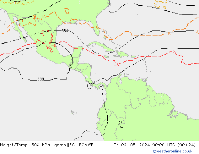 Hoogte/Temp. 500 hPa ECMWF do 02.05.2024 00 UTC