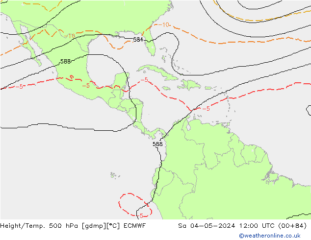 Hoogte/Temp. 500 hPa ECMWF za 04.05.2024 12 UTC