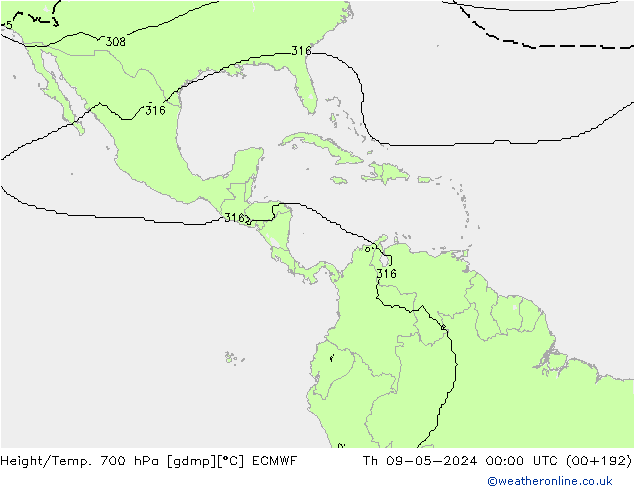 Height/Temp. 700 hPa ECMWF  09.05.2024 00 UTC