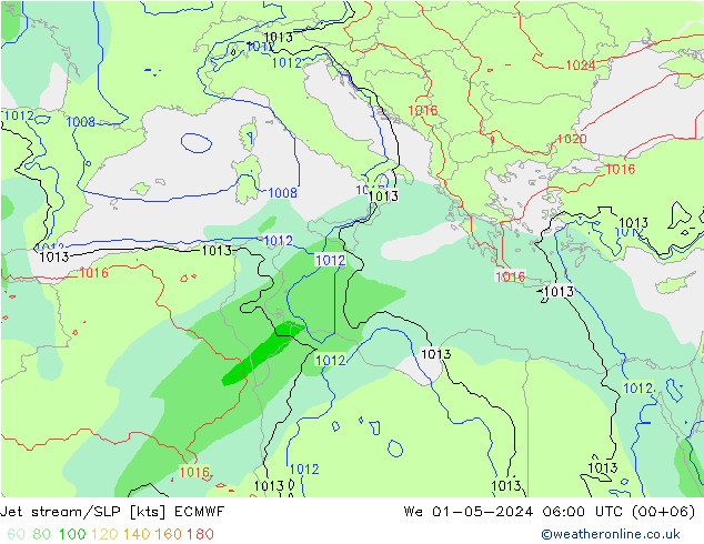 Jet stream/SLP ECMWF St 01.05.2024 06 UTC