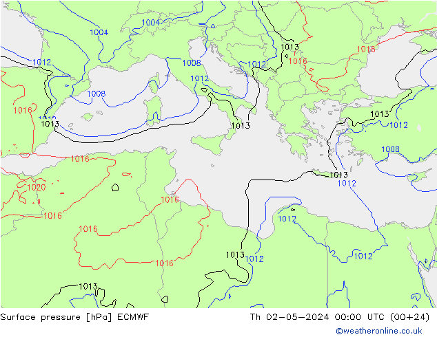 приземное давление ECMWF чт 02.05.2024 00 UTC