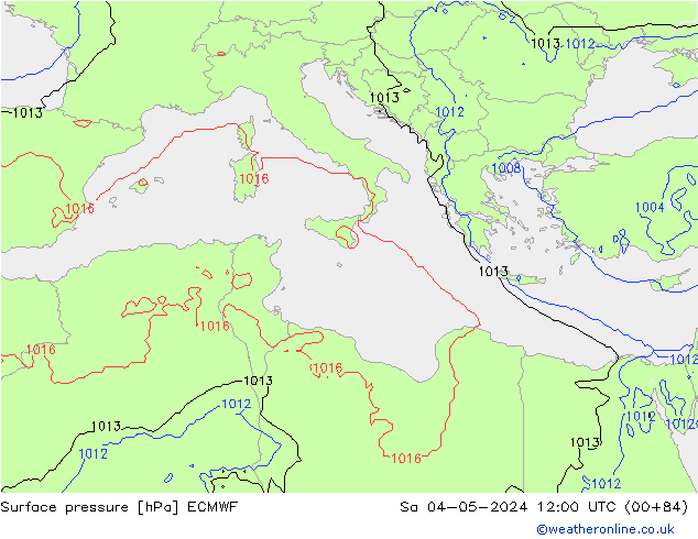 Atmosférický tlak ECMWF So 04.05.2024 12 UTC