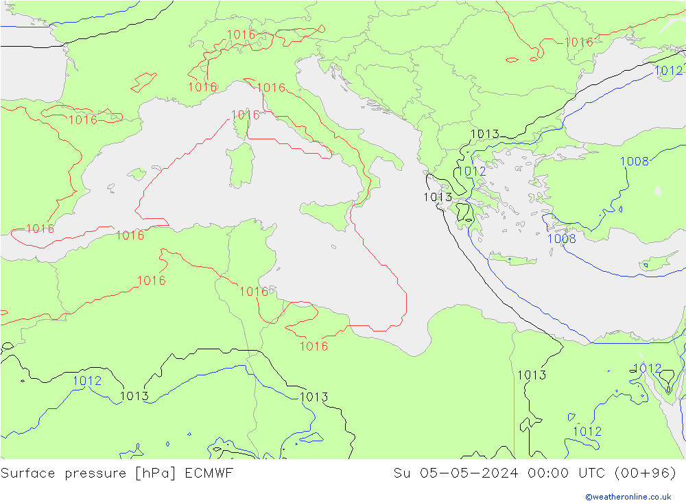 Surface pressure ECMWF Su 05.05.2024 00 UTC