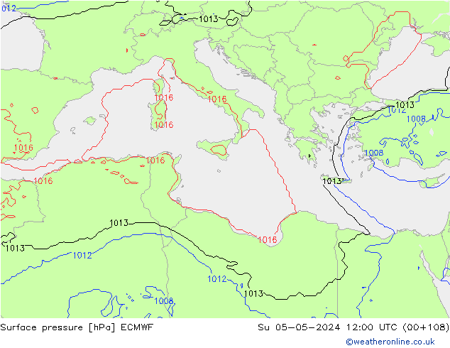 приземное давление ECMWF Вс 05.05.2024 12 UTC