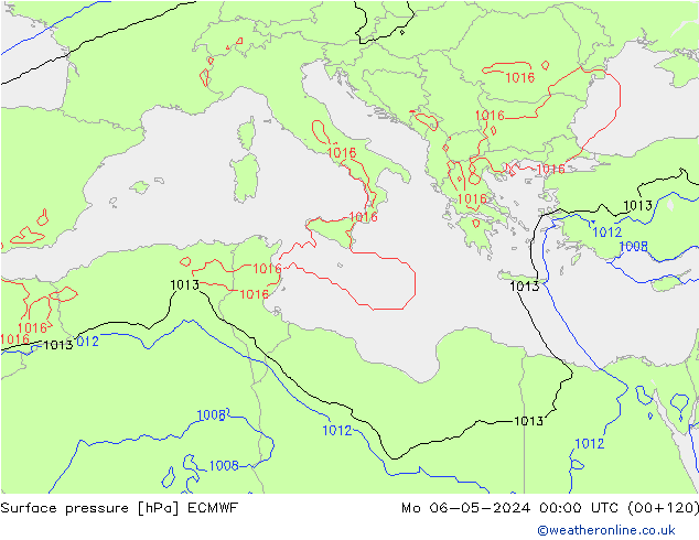 Presión superficial ECMWF lun 06.05.2024 00 UTC