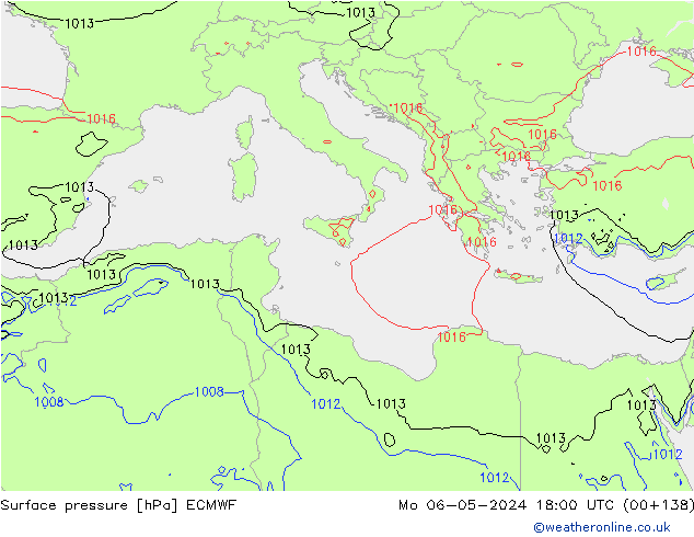 Atmosférický tlak ECMWF Po 06.05.2024 18 UTC