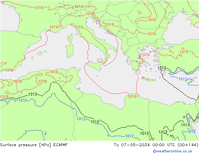 Surface pressure ECMWF Tu 07.05.2024 00 UTC