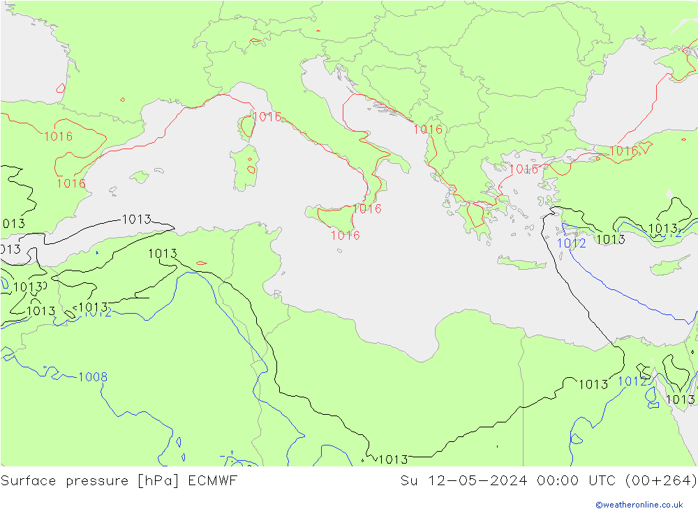 Surface pressure ECMWF Su 12.05.2024 00 UTC