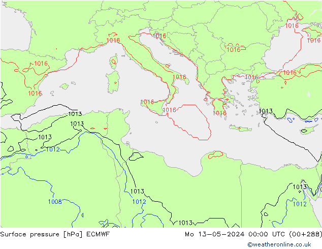 Surface pressure ECMWF Mo 13.05.2024 00 UTC