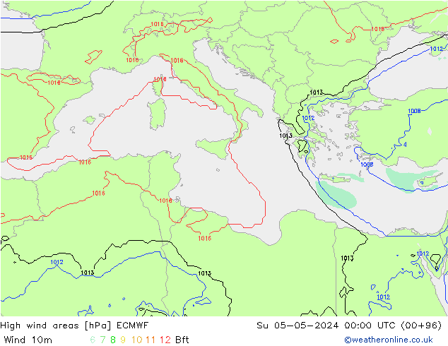 High wind areas ECMWF dom 05.05.2024 00 UTC