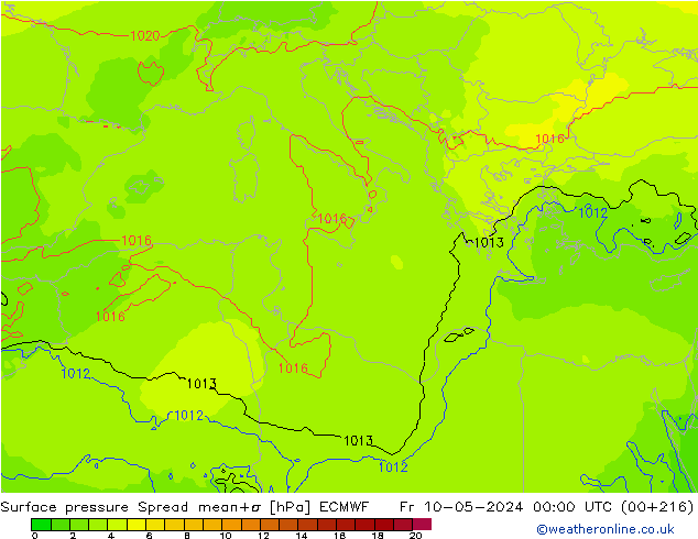 pression de l'air Spread ECMWF ven 10.05.2024 00 UTC