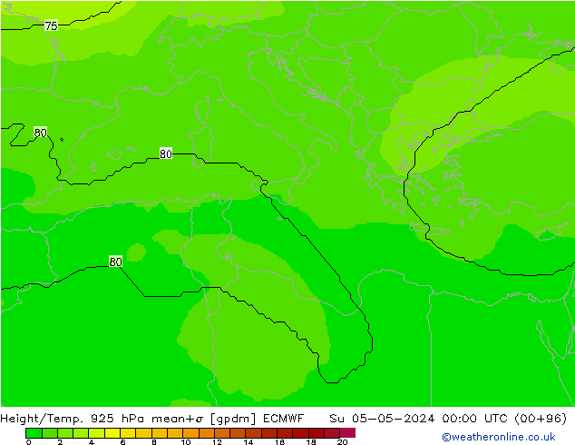 Hoogte/Temp. 925 hPa ECMWF zo 05.05.2024 00 UTC