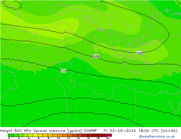 Height 500 hPa Spread ECMWF Fr 03.05.2024 18 UTC