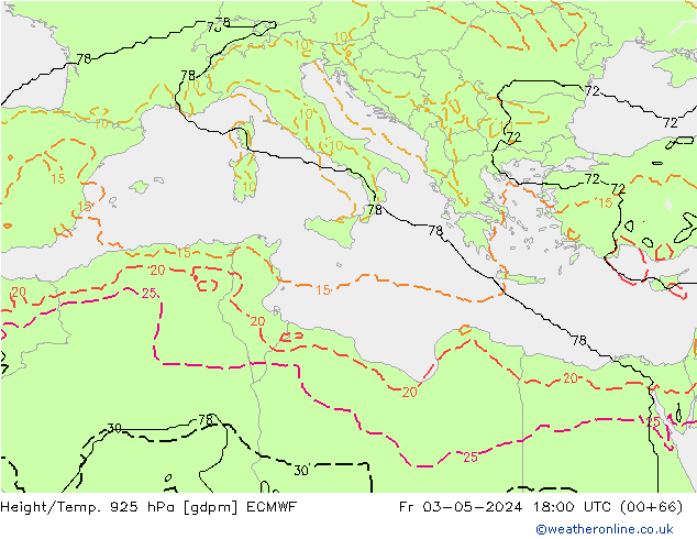 Height/Temp. 925 hPa ECMWF  03.05.2024 18 UTC