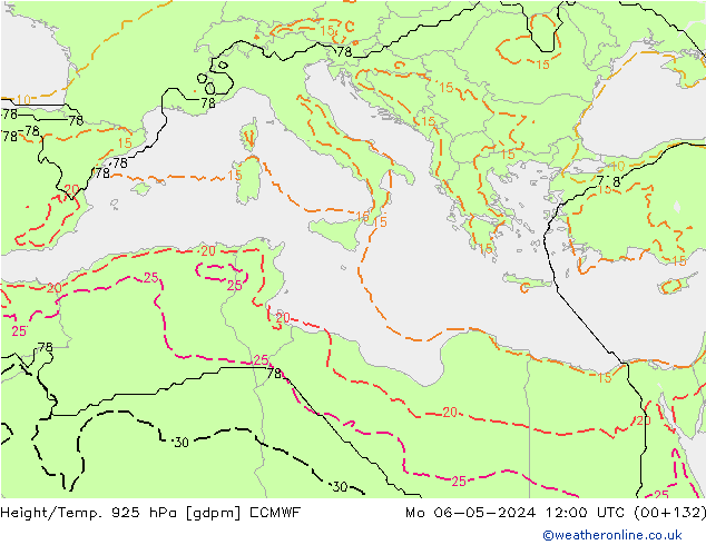 Height/Temp. 925 hPa ECMWF Mo 06.05.2024 12 UTC