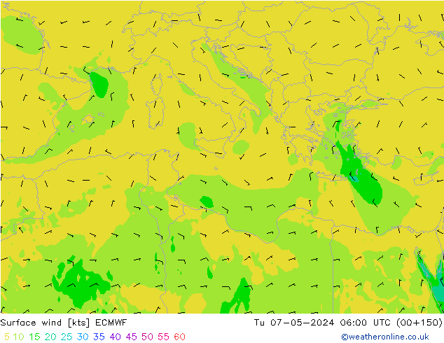 Surface wind ECMWF Tu 07.05.2024 06 UTC