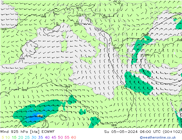 Wind 925 hPa ECMWF zo 05.05.2024 06 UTC