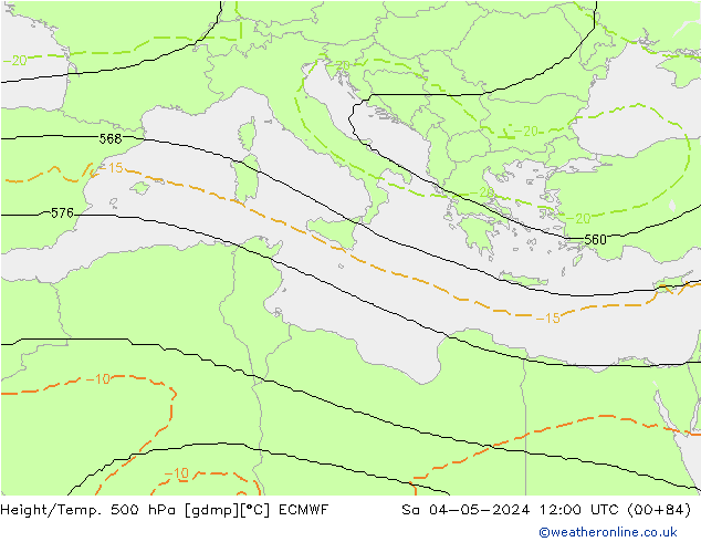 Height/Temp. 500 hPa ECMWF sab 04.05.2024 12 UTC